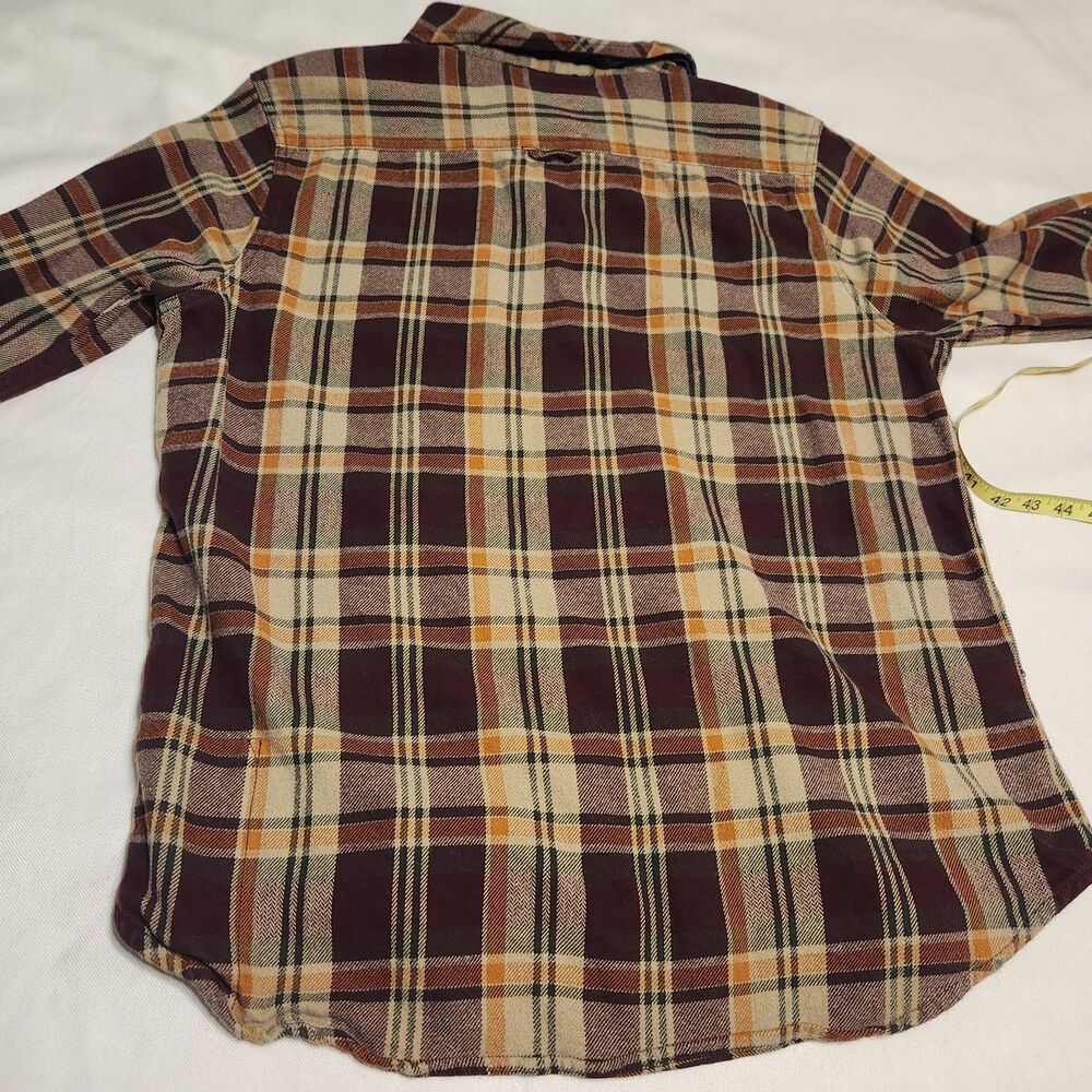 Prana Organic Cotton Brown Plaid flannel Snap Fromt Long Sleeve Shirt - Picture 7 of 10